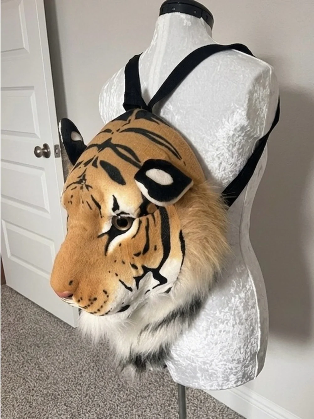 Adventure Planet Tiger Head Backpack - Tan and Black
